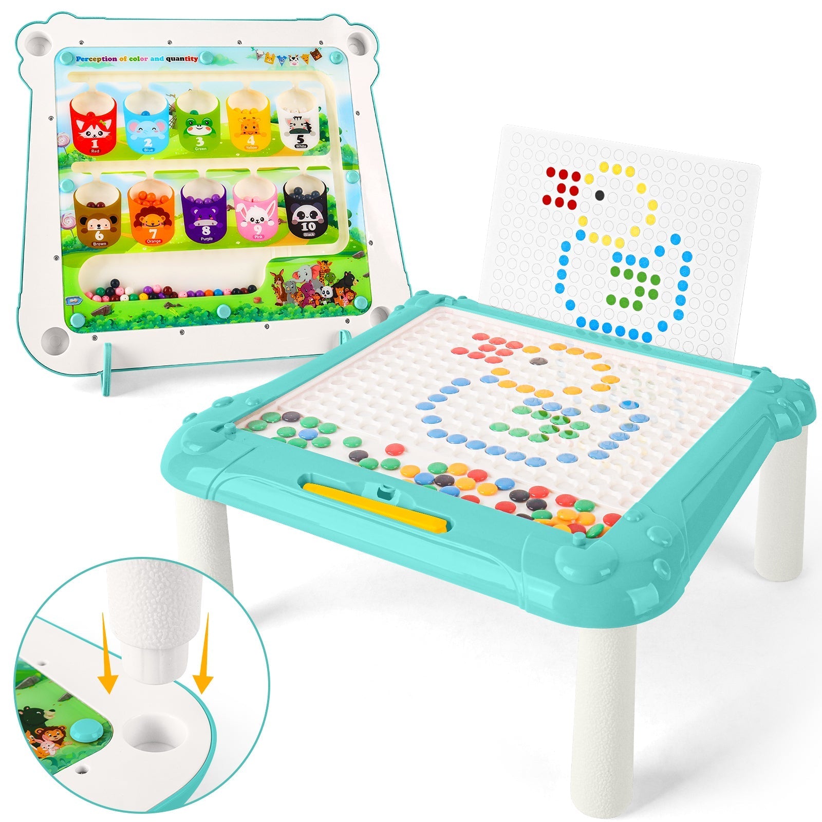 2 in 1 Magnetic Disk Drawing Maze Puzzle Table Toy Double Sided Card for Toddlers Ages 3+ Mosaic Puzzle Table Toy Color Matching and Art Creation Set