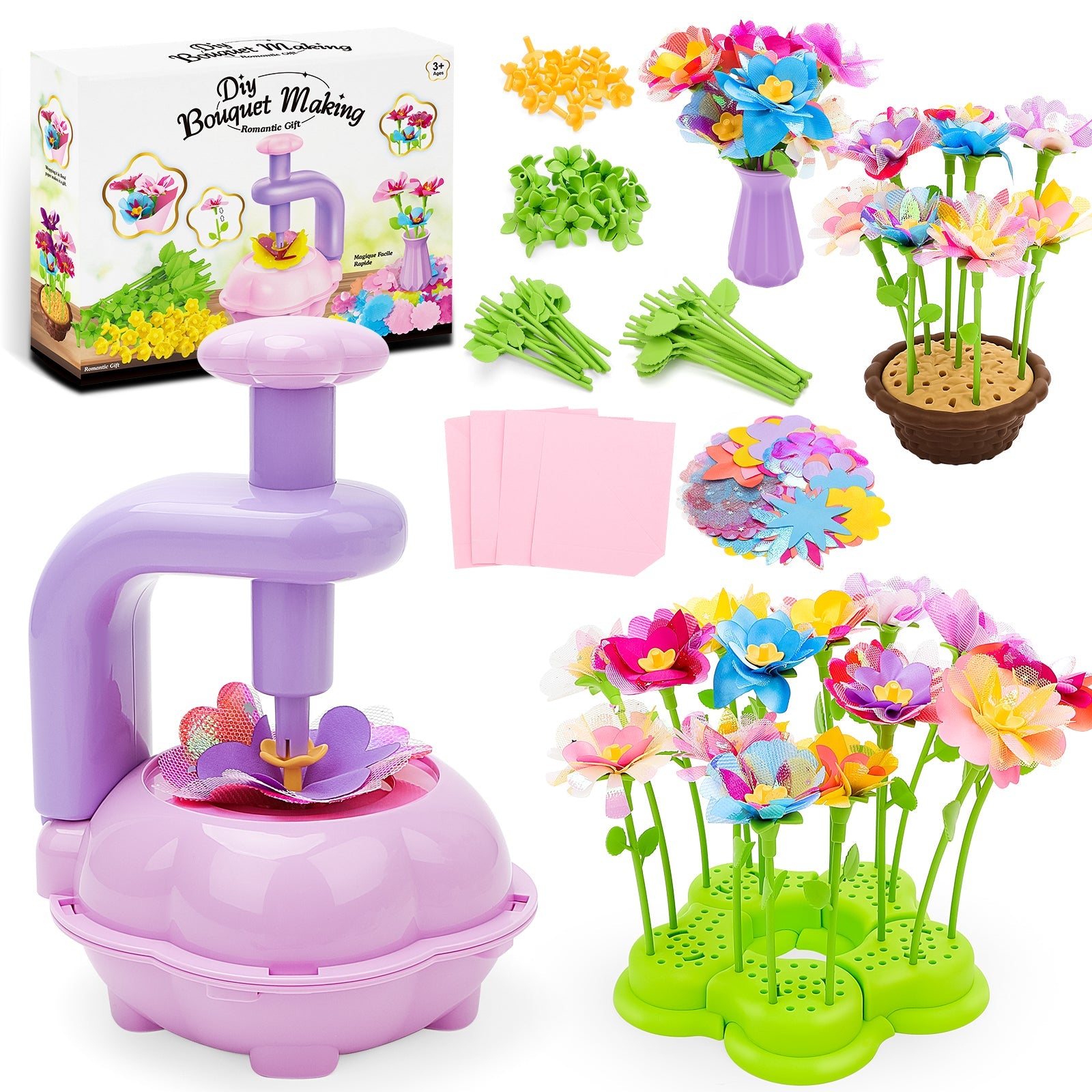 DIY Flower Bouquet Making Kit Kids Craft Set Creative Play Toys for Kids 3+ with Flower Press