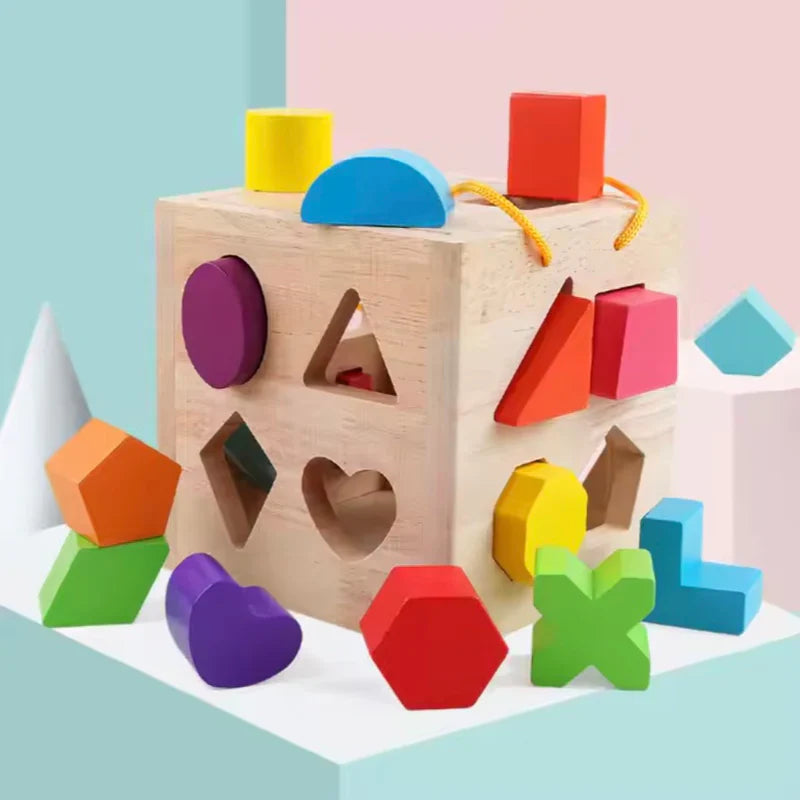 Baby Wooden Geometric Building Blocks