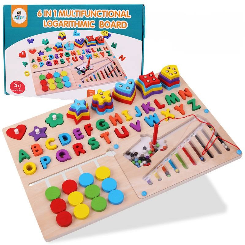 Wooden Multifunctional Sorting Logarithm Magnetic Beads Alphabet - 408