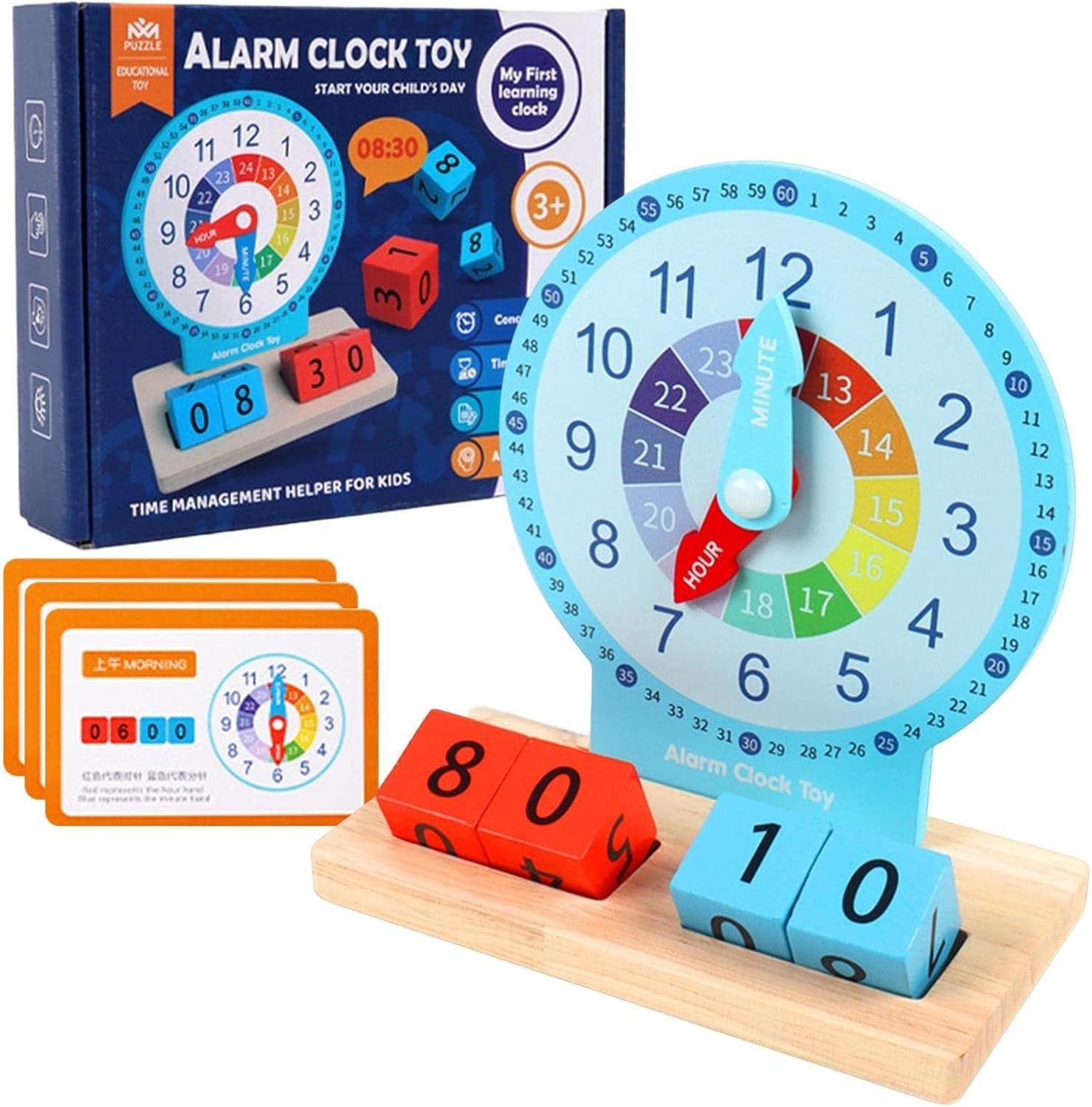 Wooden Clock Telling Time Pretend Play Kit - 746