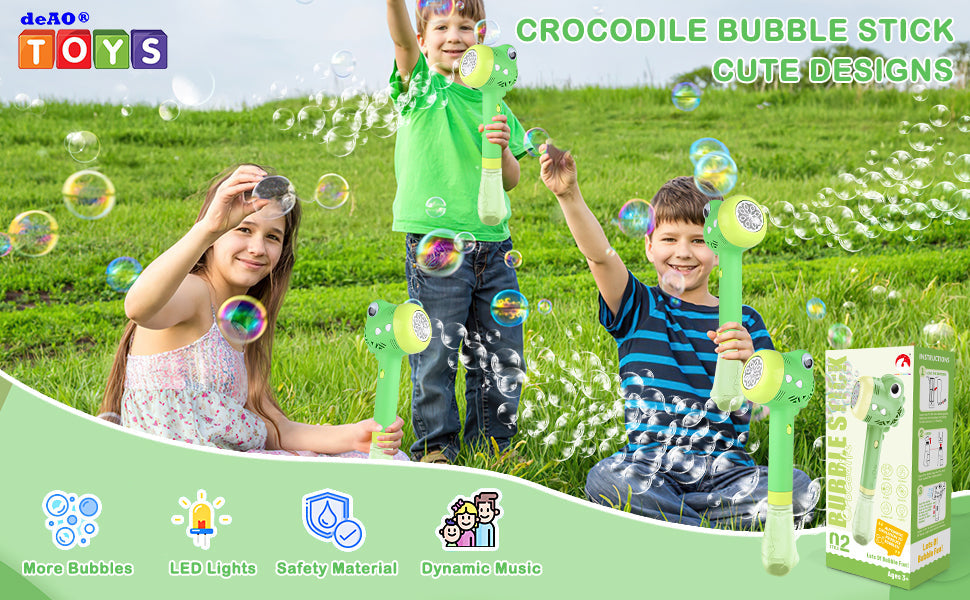 Green Crocodile Bubble Machine Portable Bubble Maker Toy Gift with Light & Music