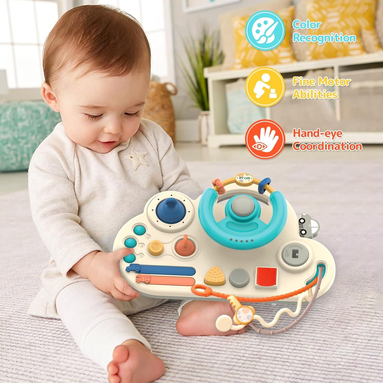 Busy Activity Steering Wheel Baby Pull String Toy - 583