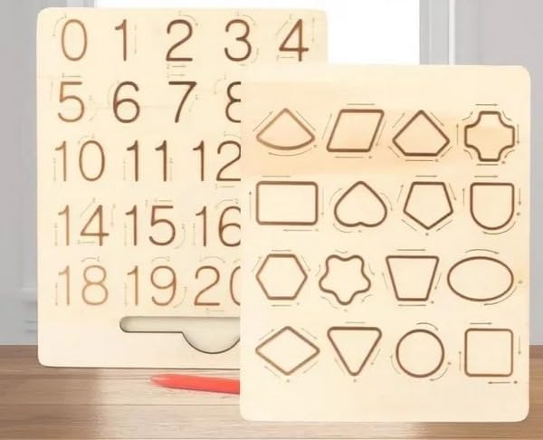 Pizarra de trazo Montessori de doble cara para números y formas - 324