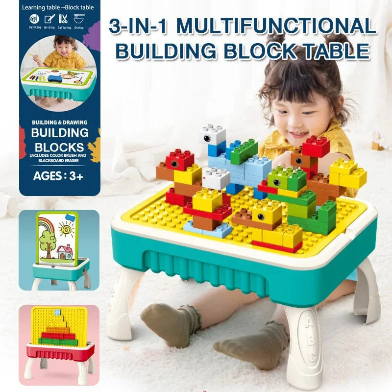 3 In 1 Multifunctional Briefcase Building Blocks Table - T10