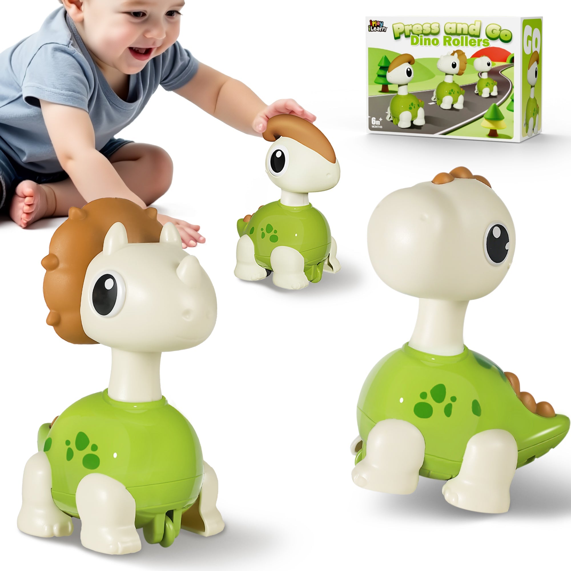 Mini Dinosaur Press to Go Car Toys for Toddlers 1-3