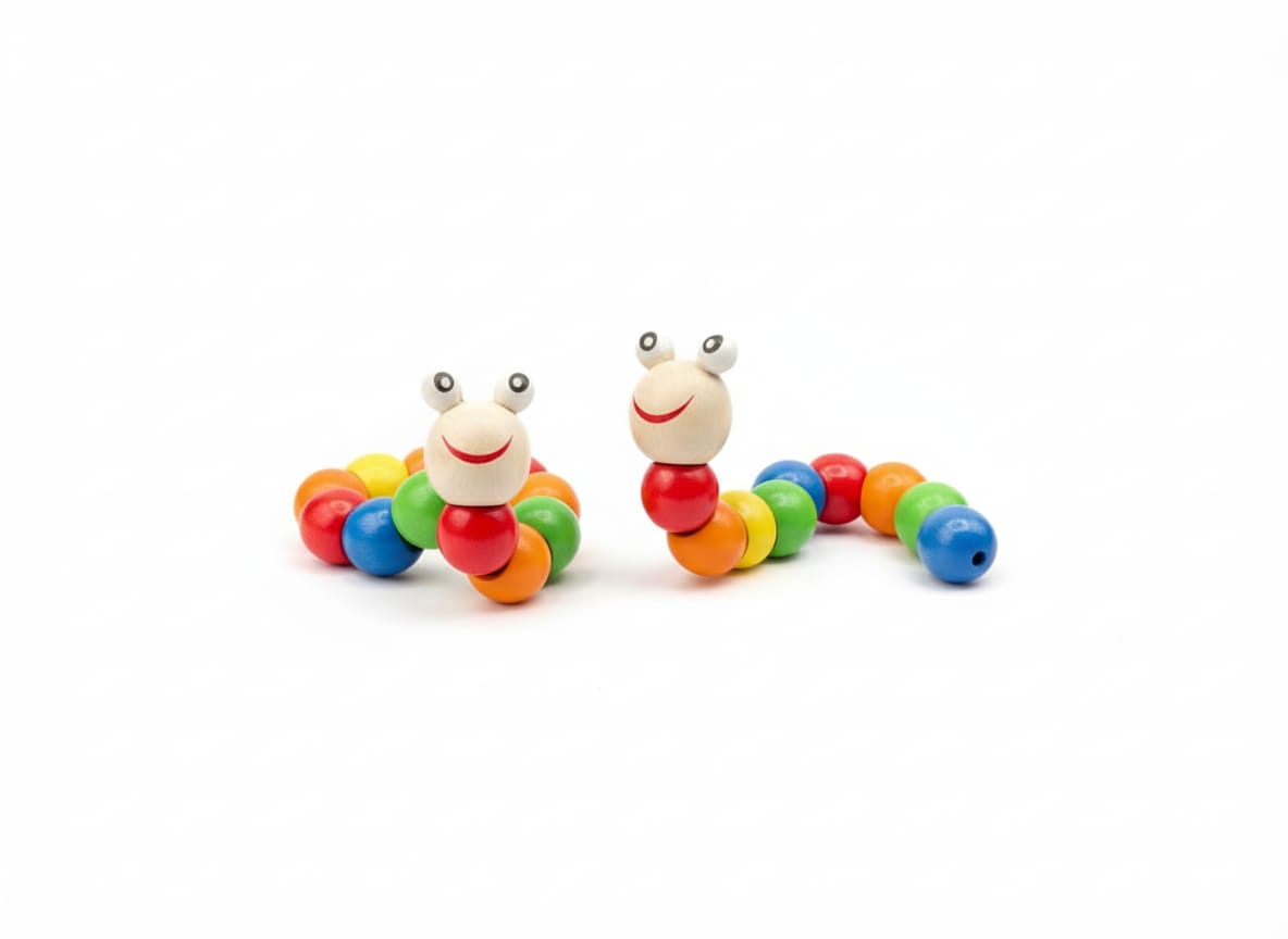 Wooden Colorful Movable Caterpillar Rattle - 017