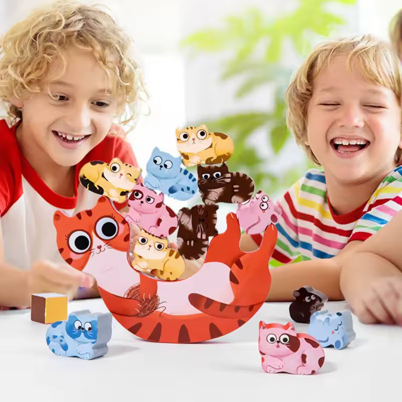 Wooden Kitten Balance 14 pieces Learning Toy