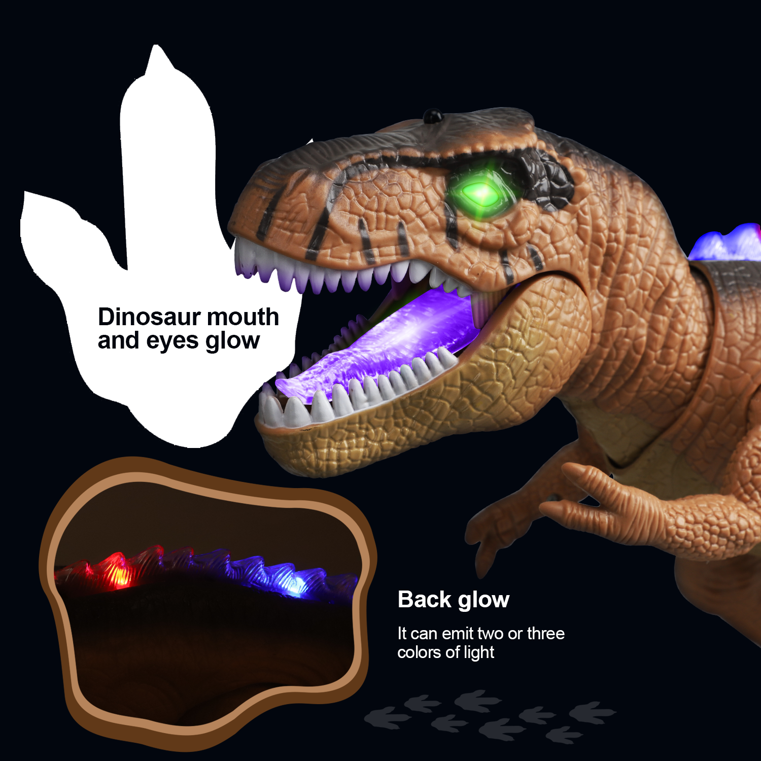 Fidtoy Remote Control LED Dinosaur Toy for Kids with Roar