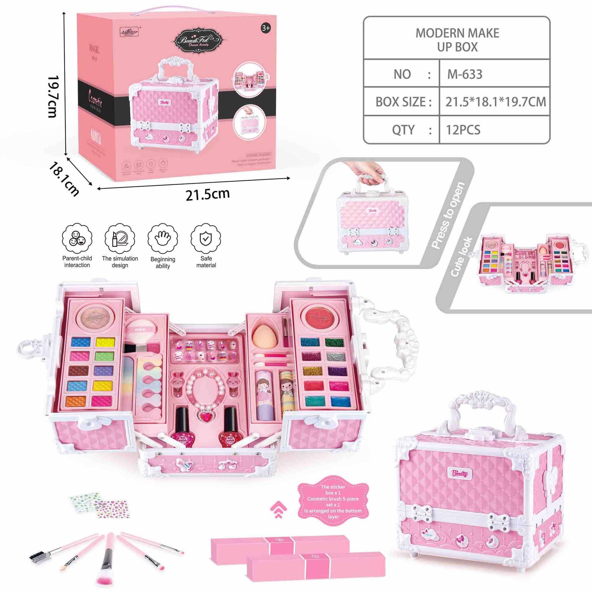 Trousse de Maquillage Princesse pour Enfants Fidtoy – Vanity avec Brosses, Rouges à Lèvres et Accessoires