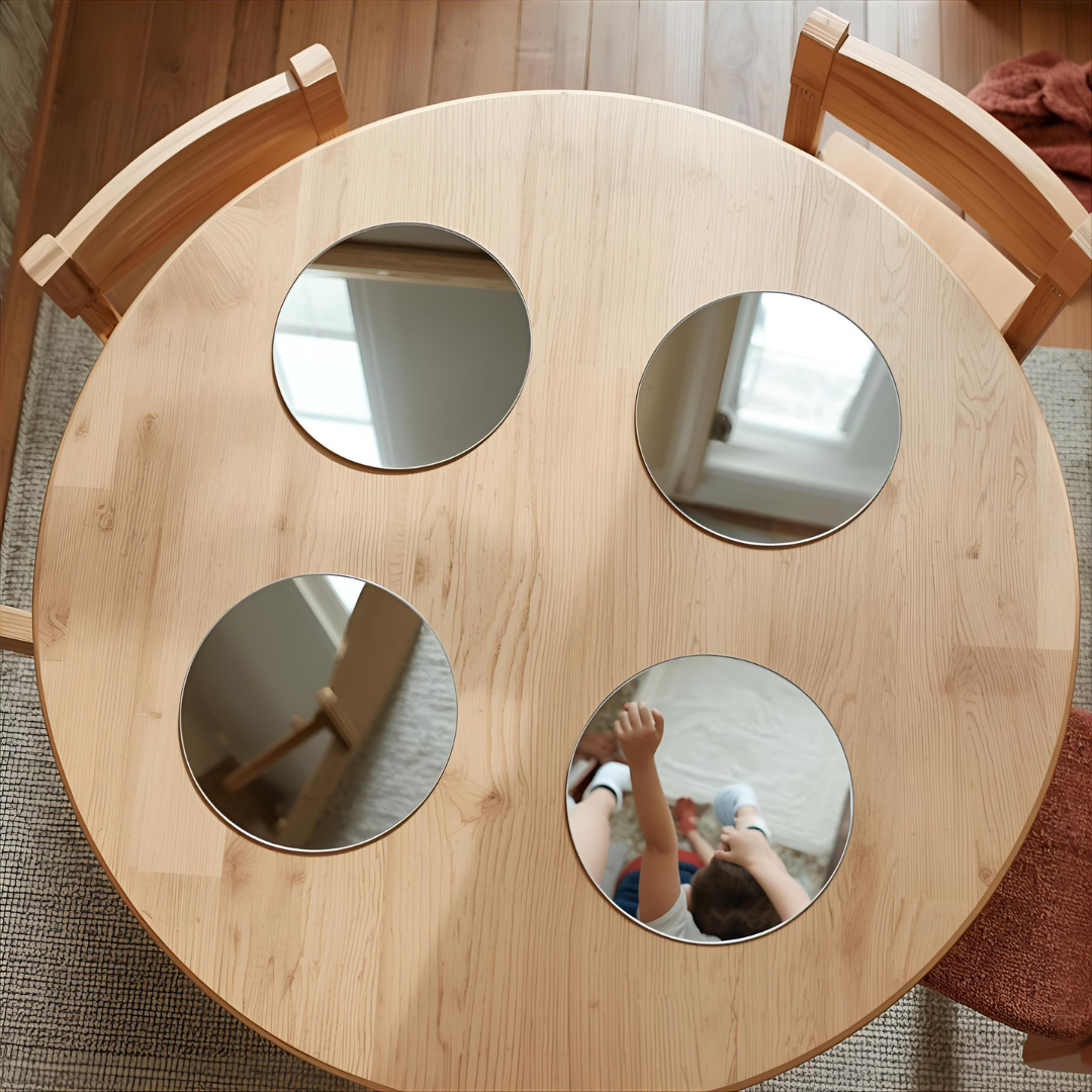 Kids Childcare Safety Acrylic Mirror 40cm Pack of 3 Sensory Round / Square Table Mirror