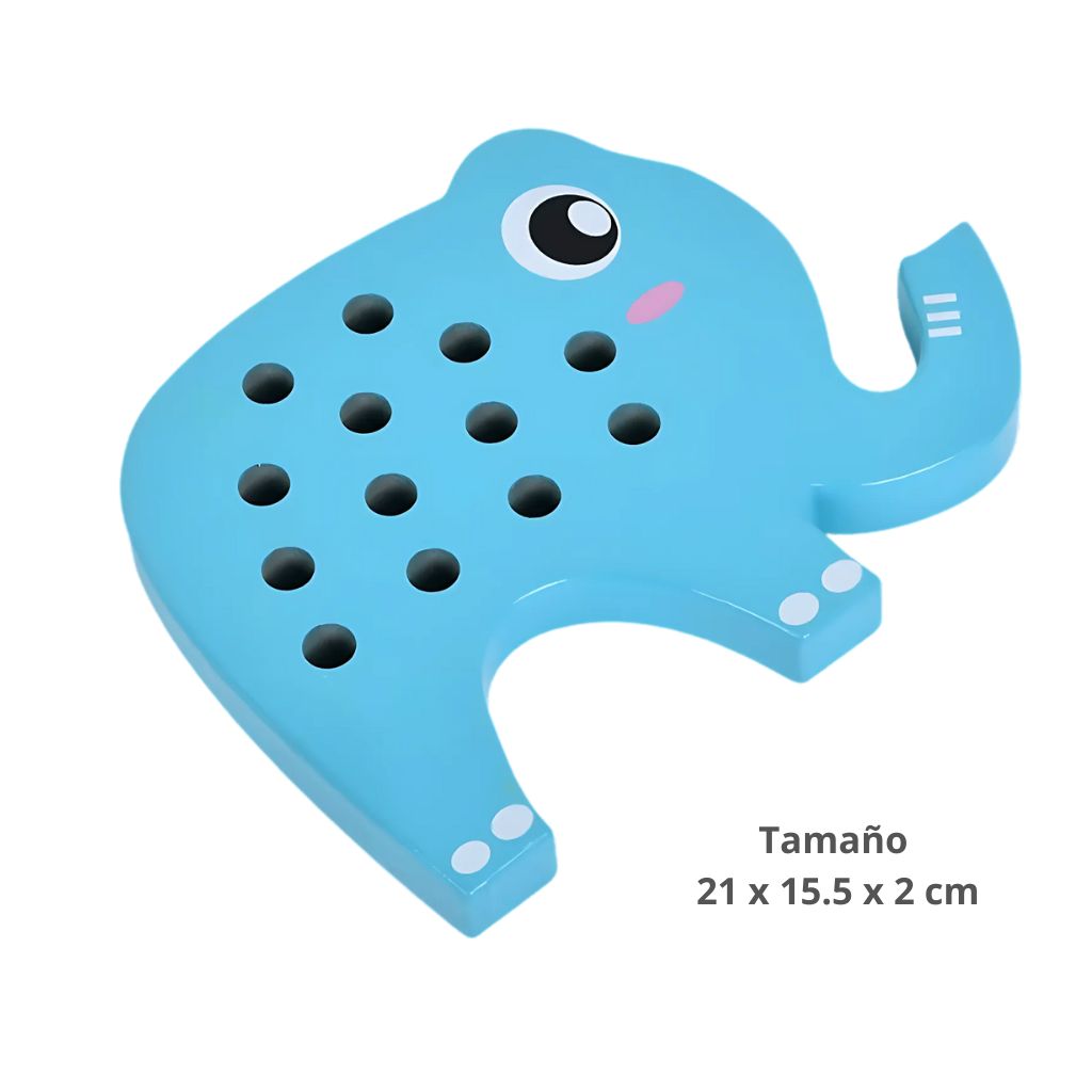 Set de Enhebrado Patito y Elefante de Madera