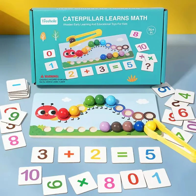 Toddlers Caterpillar Maths and Colorful Beads Learning