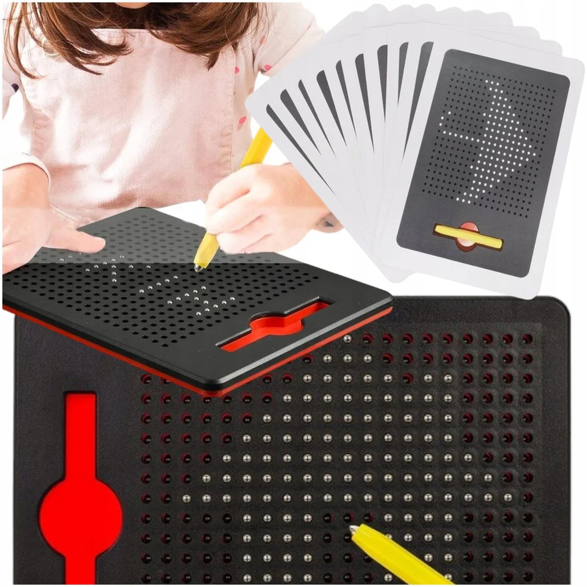 Tablette de dessin magnétique Fidtoy Small Freehand Magpad avec 10 cartes de motifs | Jouet de dessin magnétique