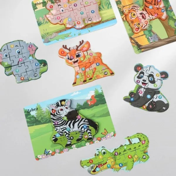 3D Animal Pattern Jigsaw Number Puzzle Random Animals - 322