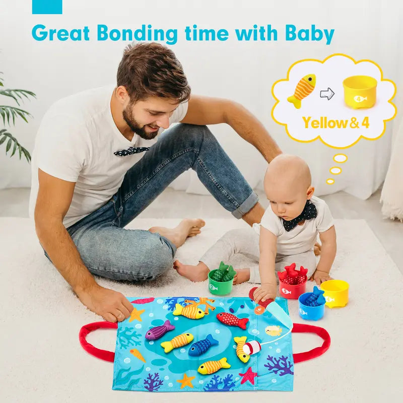 TinyCatch™ Montessori Fishing & Sorting Set - Keeps Toddlers Busy While Learning Colors & Counting