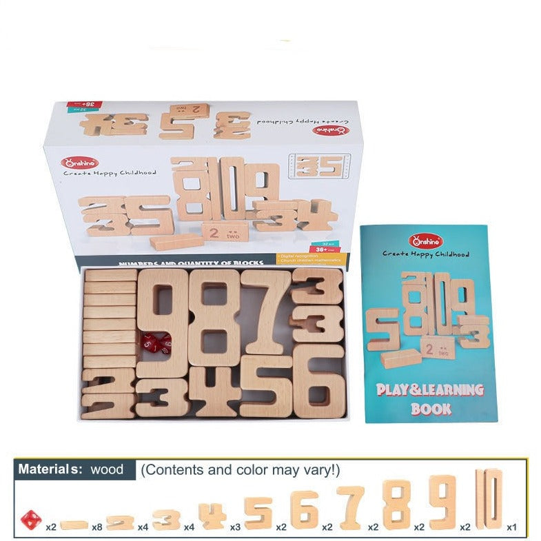 Bloques de madera educativos con números Onshine - Juguetes de madera de composición abierta