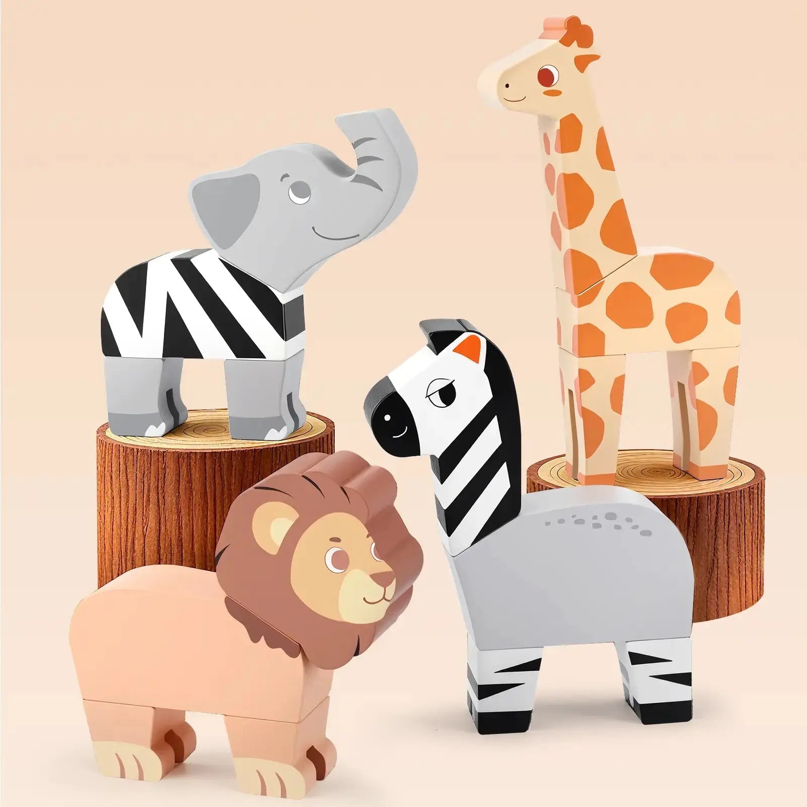 Fidtoy 16PCS Magnetic Mix & Match Jungle Animals for Ages 1–5