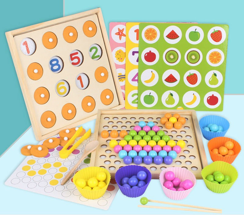 2 in 1 Montessori Beaded Memory Wooden Game - 180