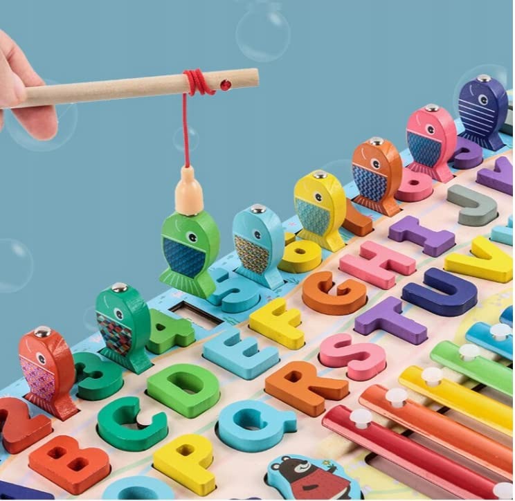 6in1 Wooden Alphanumeric Learning Xylophone Activity Board