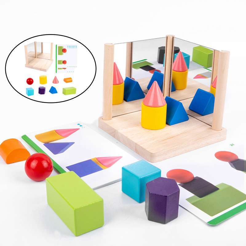 Mirror Wooden 3D Shape Pattern Blocks - 893