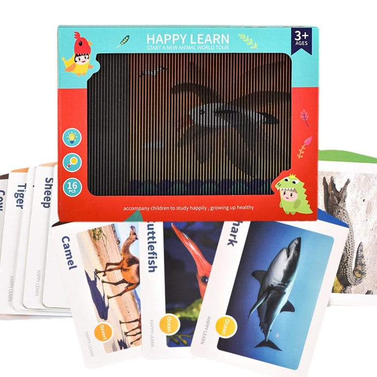 3D Magic Screen Animals Learning Flashcards - 16 Cards