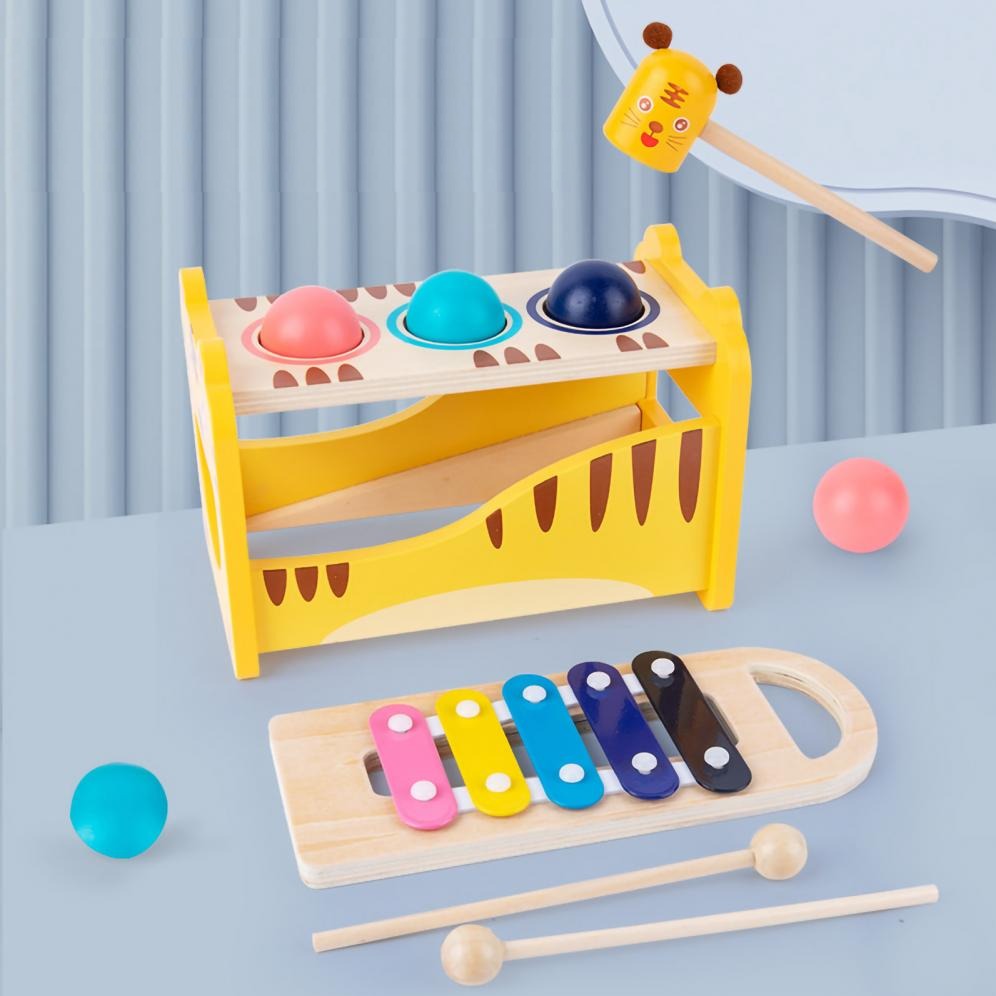 Wooden Tiger Pound Hammering Table with Xylophone - 930