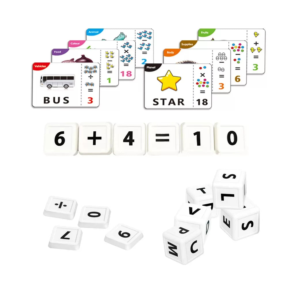 2 in 1 Word & Maths Learning Kit - 32 Cards