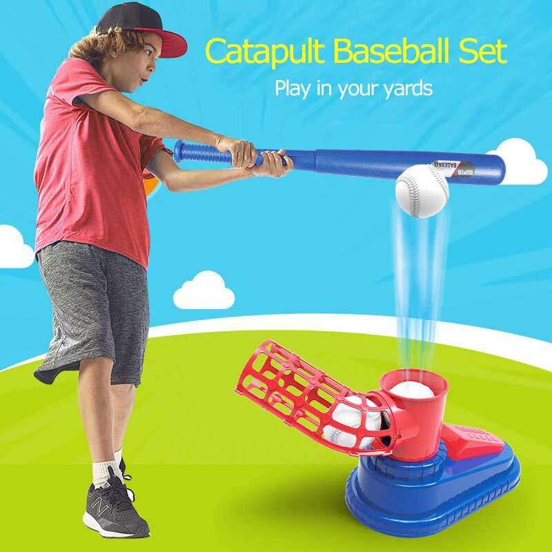 Fidtoy Catapult Baseball Set | Adjustable Kids Baseball Toy with Foot-Operated Launcher