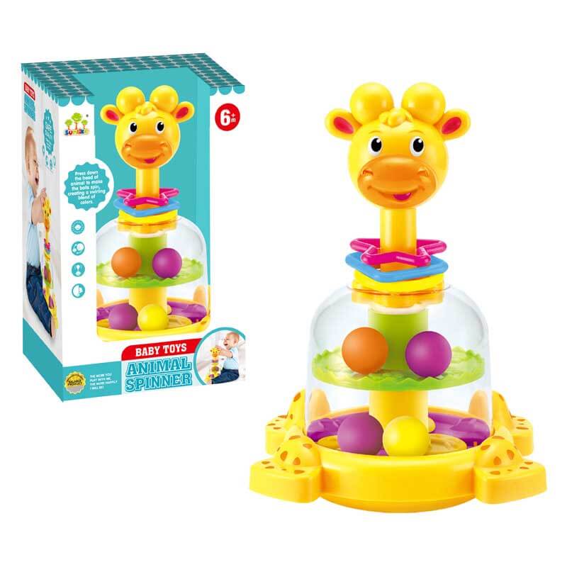 Fidtoy Giraffe Spinning & Popping Toy for Toddlers | Educational Hand-Eye Coordination | Quiet Play & Sensory Learning