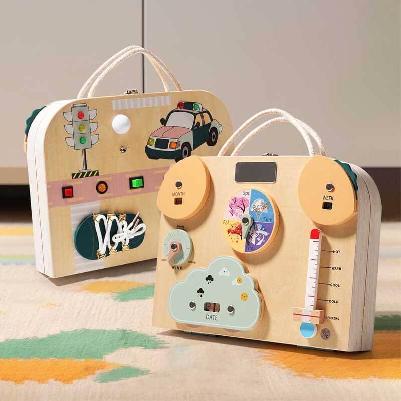 Fidtoy Montessori Busy Board for Toddlers – Dual-Sided Learning Toy for Fine Motor Skills, Problem Solving & Travel Play