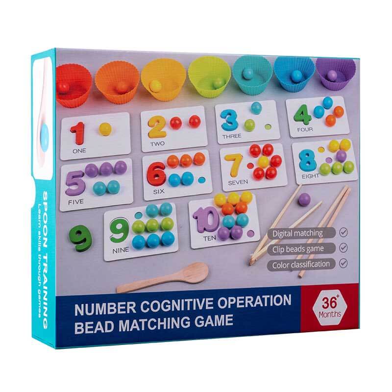 Fidtoy Jeu d'association de perles à opérations cognitives numériques Montessori | Jouet d'apprentissage des maths pour jeunes enfants