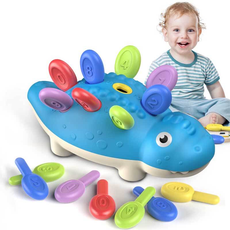 Fidtoy Montessori Dinosaur Peg Toy for Toddlers – Fine Motor Skills and Early Learning Educational Toy