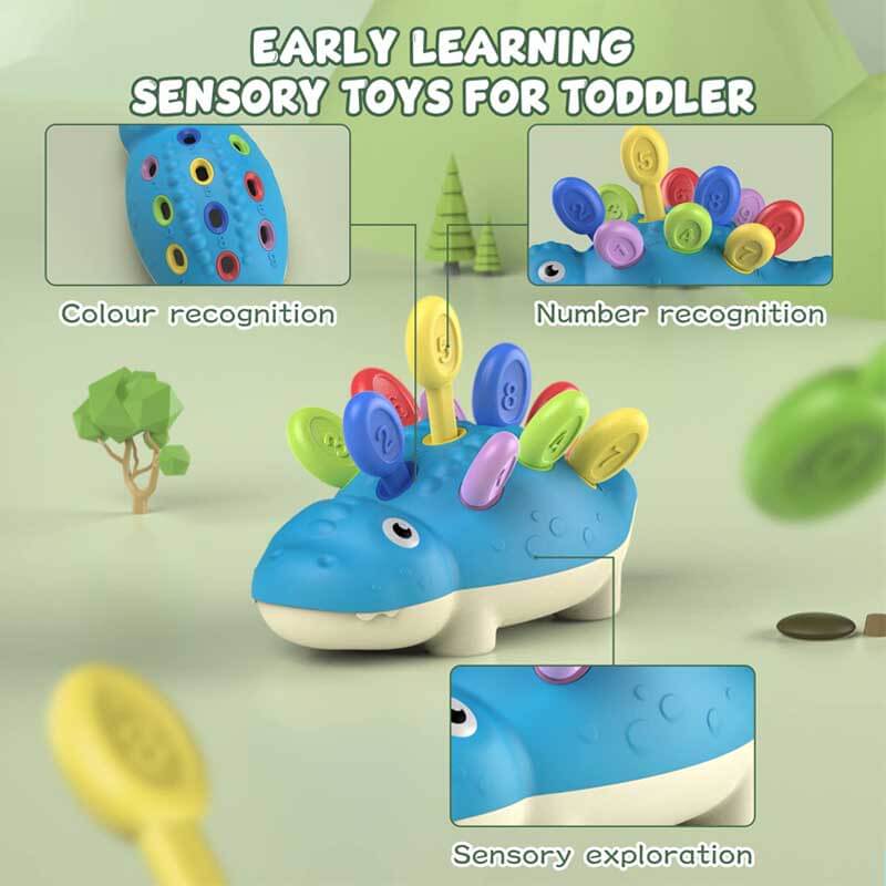 Fidtoy Montessori Dinosaur Peg Toy for Toddlers – Fine Motor Skills and Early Learning Educational Toy