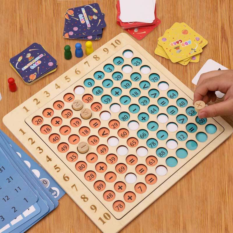 Fidtoy Wooden Math Multiplication & Addition Board – Montessori Educational Toy for Kids 3+