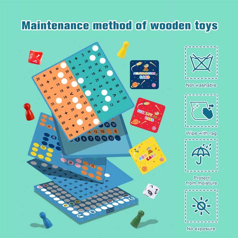Fidtoy Wooden Math Multiplication & Addition Board – Montessori Educational Toy for Kids 3+
