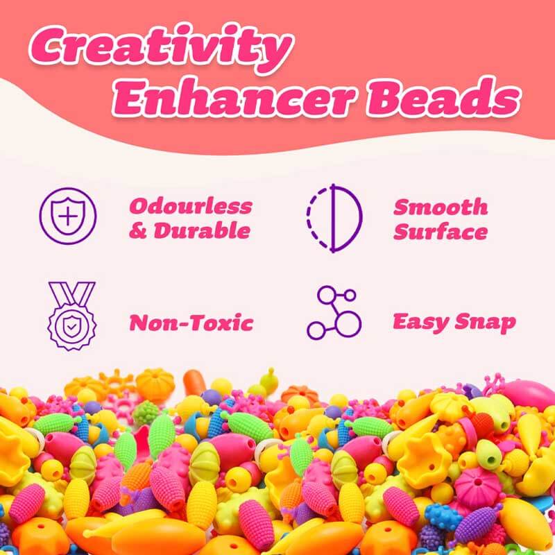 Fidtoy Pop Beads Jewelry Kit for Girls – Creative Bracelet & Necklace Making Toy