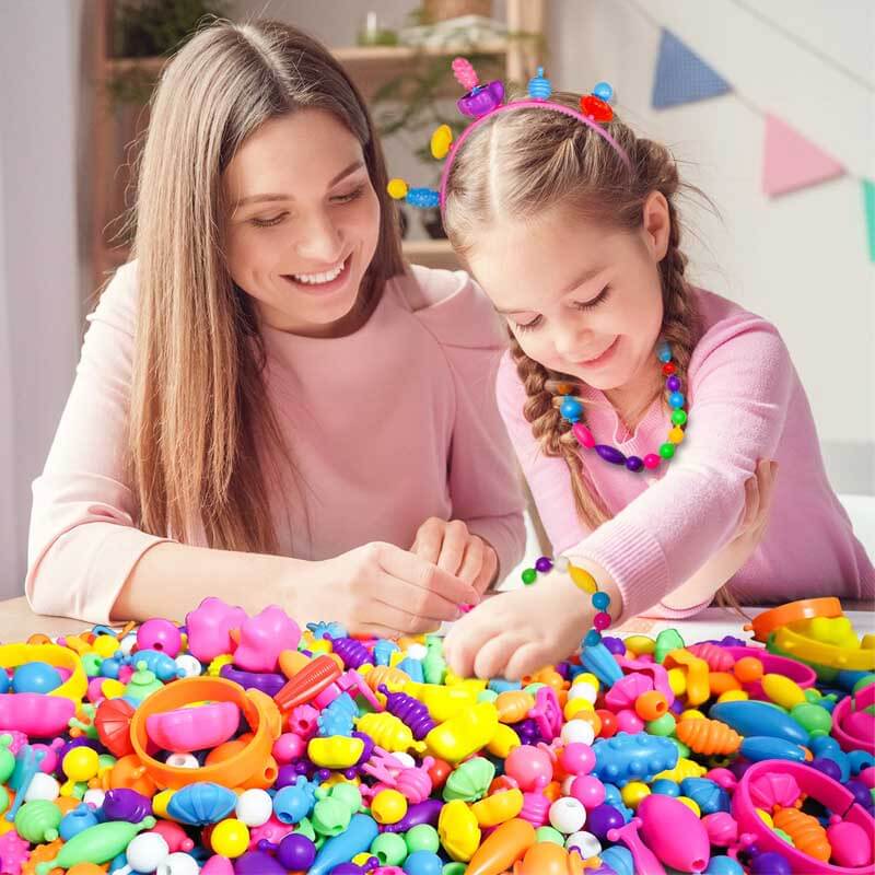 Fidtoy Pop Beads Jewelry Kit for Girls – Creative Bracelet & Necklace Making Toy