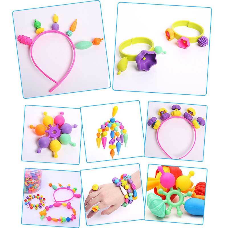 Fidtoy Pop Beads Jewelry Kit for Girls – Creative Bracelet & Necklace Making Toy