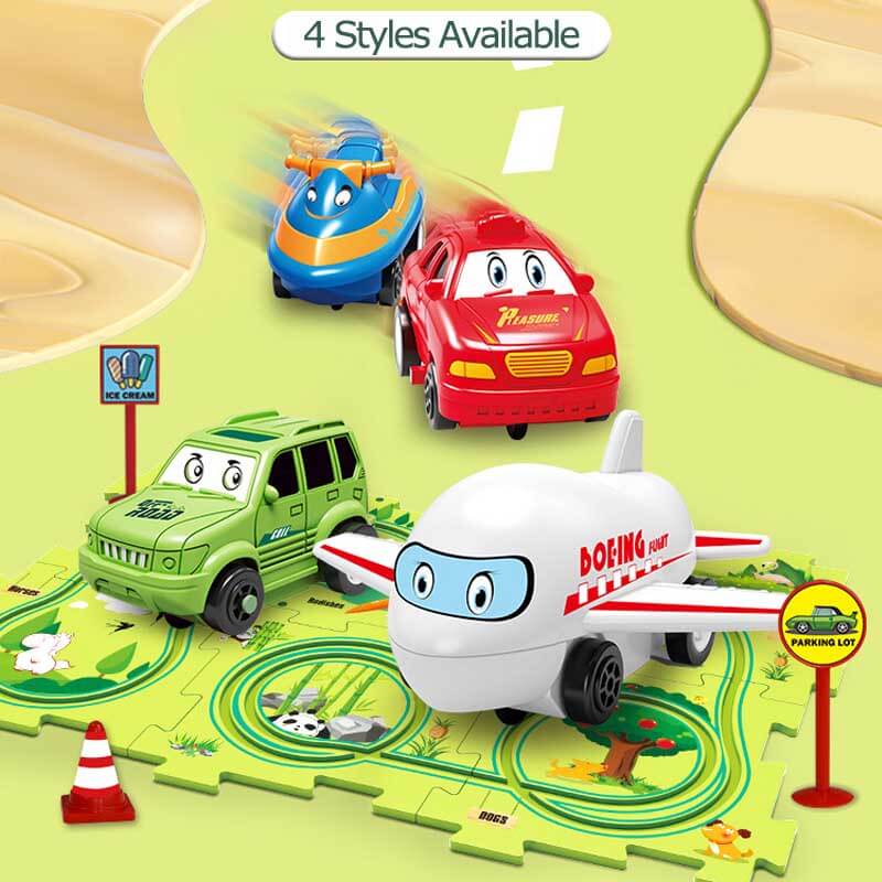 Fidtoy DIY Assembling Electric Trolley Puzzle Track Set – STEM Educational Car Toy for Kids