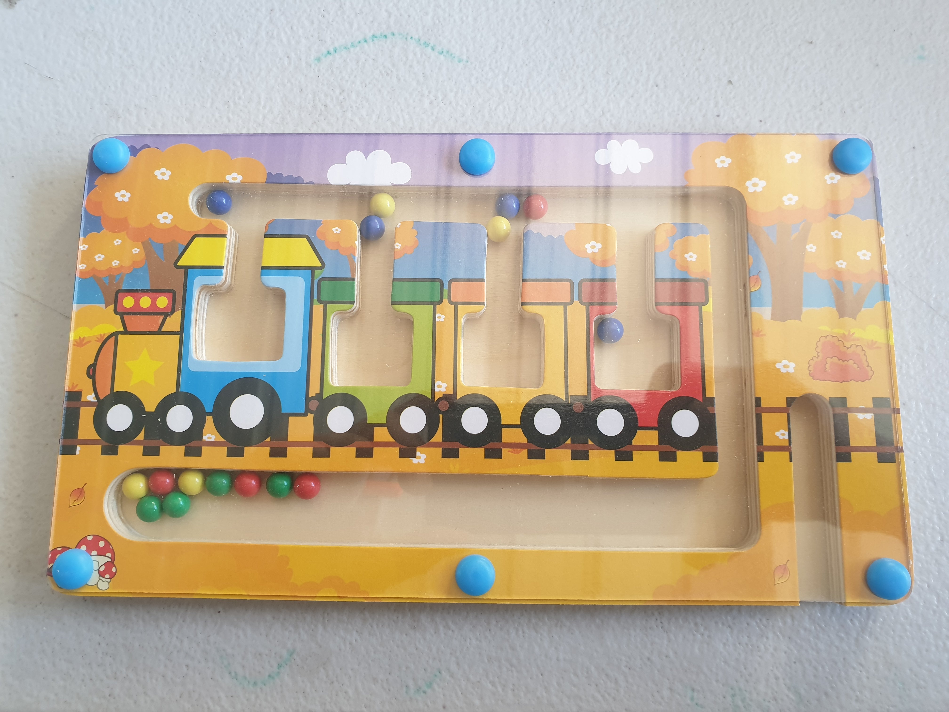 Train Magnetic Beads Pen Sliding Colour Number Sorting Board