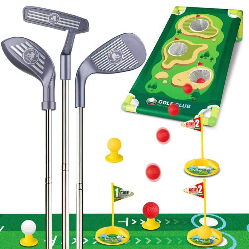 Ensemble de golf Fidtoy pour enfants – Clubs de golf réglables pour tout-petits avec tapis de putting et jeu de maïs