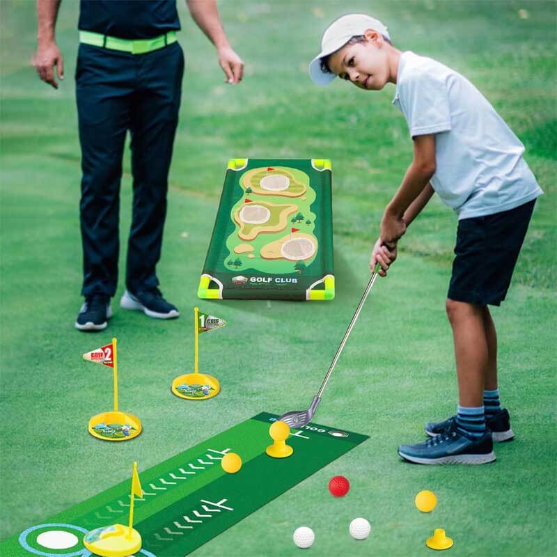 Ensemble de golf Fidtoy pour enfants – Clubs de golf réglables pour tout-petits avec tapis de putting et jeu de maïs