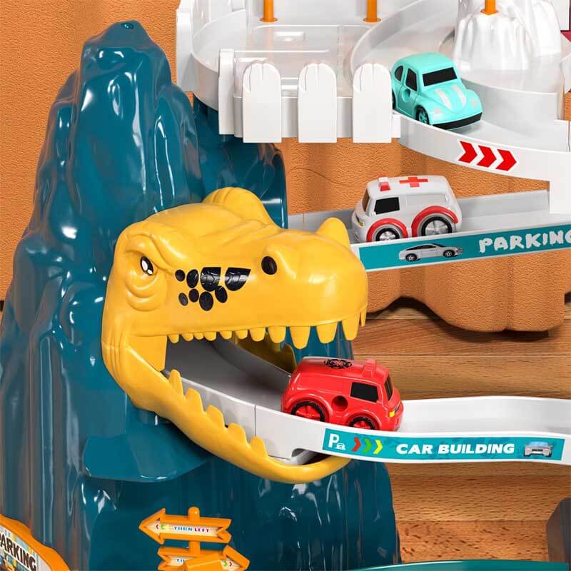 Fidtoy Circuit de Course de Dinosaures pour Enfants de 4 à 8 Ans - Ensemble de Course Créatif