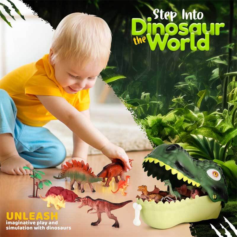 Juego de figuras de dinosaurios Fidtoy, juego de 45 piezas del mundo de los dinosaurios
