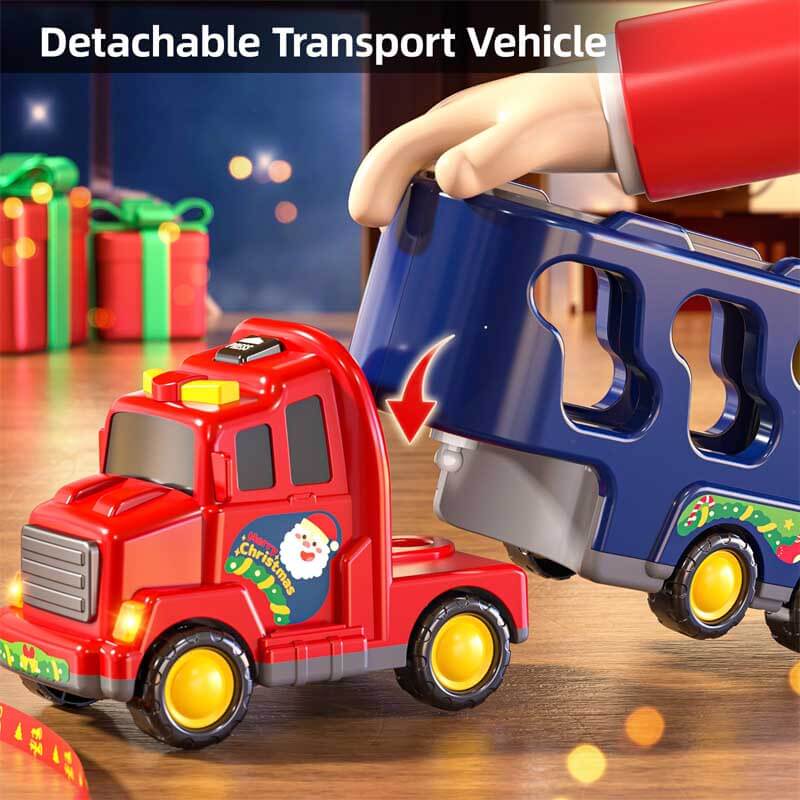 Fidtoy Christmas Toddler Truck Toy Set | Lights, Sound, and Holiday Accessories for Ages 3-7