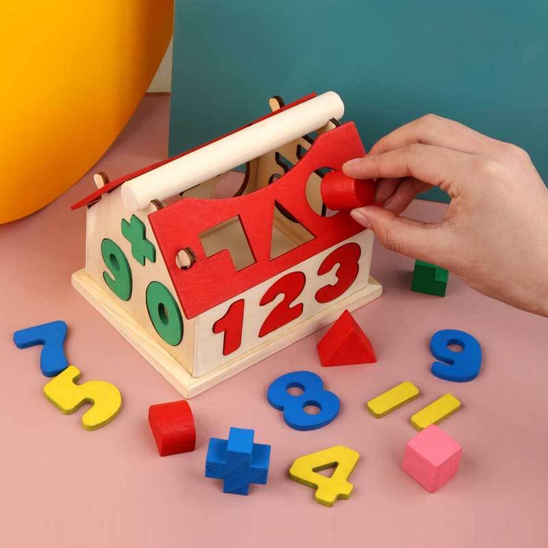 Fidtoy Maison en bois avec chiffres pour enfants | Jouet Montessori pour l'apprentissage du comptage et des formes