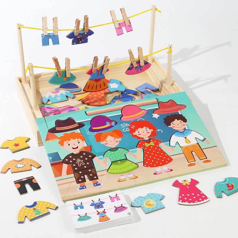 Fidtoy Children’s Dress-Up Puzzle Creative Drying Clothes Set – Educational Role-Play Toy Ages 3-7