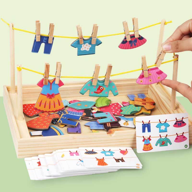 Fidtoy Children’s Dress-Up Puzzle Creative Drying Clothes Set – Educational Role-Play Toy Ages 3-7