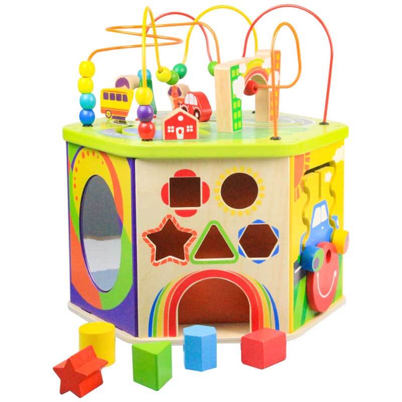 Fidtoy 7-in-1 Wooden Activity Cube – Montessori Learning Toy for Toddlers